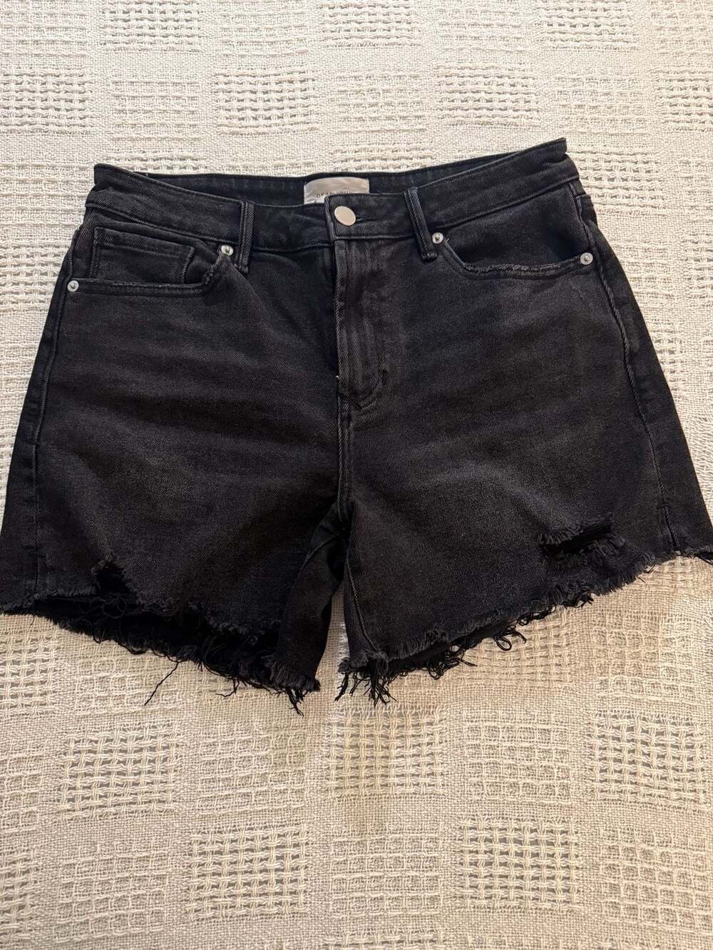 Dear John Julian High Rise Distressed Denim Shorts in Black